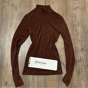 Brown Turtleneck Long Sleeve Top